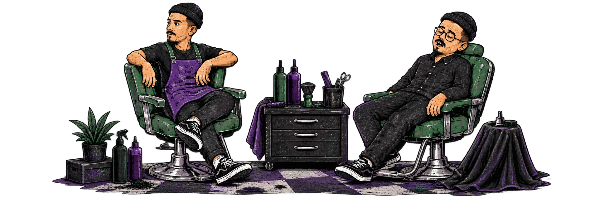 Eric e Gustavo na Barbearia Maestria
